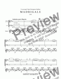 page one of Madrigale for violin (flute), cello and guitar