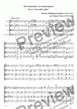 page one of "Die Zauberflöte" for String Quartet, No.16, "Nur stille! stille!"