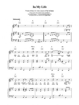 page one of In My Life (Piano, Vocal & Guitar Chords)