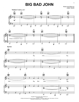page one of Big Bad John (Piano, Vocal & Guitar Chords (Right-Hand Melody))