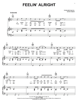 page one of Feelin' Alright (Piano, Vocal & Guitar Chords (Right-Hand Melody))