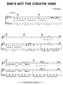 page one of She's Not The Cheatin' Kind (Piano, Vocal & Guitar Chords (Right-Hand Melody))