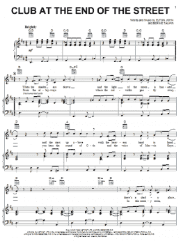 page one of Club At The End Of The Street (Piano, Vocal & Guitar Chords (Right-Hand Melody))