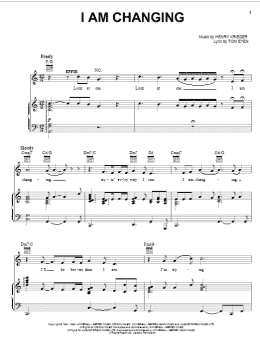 page one of I Am Changing (Piano, Vocal & Guitar Chords (Right-Hand Melody))