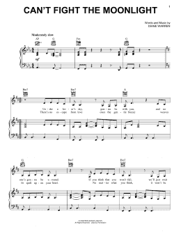page one of Can't Fight The Moonlight (Piano, Vocal & Guitar Chords (Right-Hand Melody))
