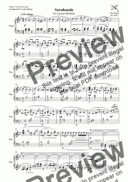 page one of Sarabande (From Celebration Suite for Piano)