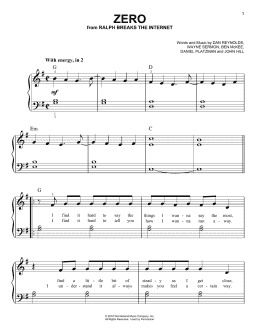 page one of Zero (from Ralph Breaks The Internet) (Easy Piano)
