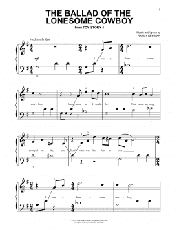 page one of The Ballad Of The Lonesome Cowboy (from Toy Story 4) (Beginning Piano Solo)