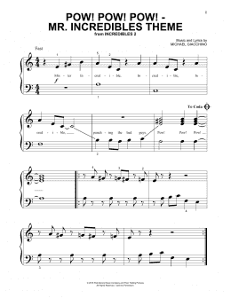 page one of Pow! Pow! Pow! - Mr. Incredibles Theme (from Incredibles 2) (Beginning Piano Solo)