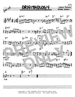 page one of Ornithology (Real Book – Melody & Chords – Bb Instruments)