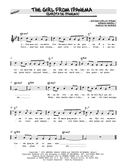 page one of The Girl From Ipanema (feat. Astrud Gilberto) (Real Book – Melody, Lyrics & Chords)