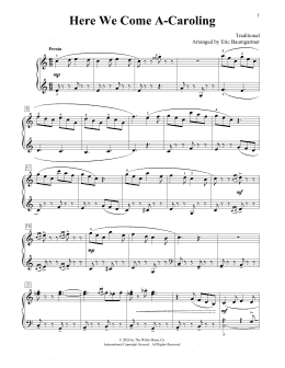 page one of Here We Come A-Caroling [Jazz version] (arr. Eric Baumgartner) (Educational Piano)