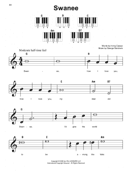 page one of Swanee (Super Easy Piano)