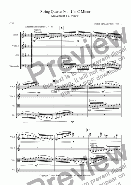 page one of String Quartet No. 1 in C Minor - Movement One