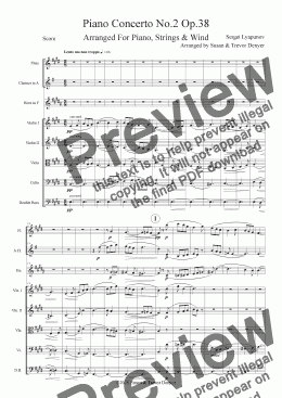 page one of Lyapunov Piano Concerto No.2 Op - Score - Solo Piano & Octet