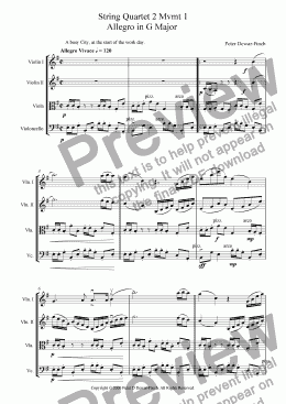 page one of String Quartet Number Two �9/11�. Movement One, Allegro in G Major