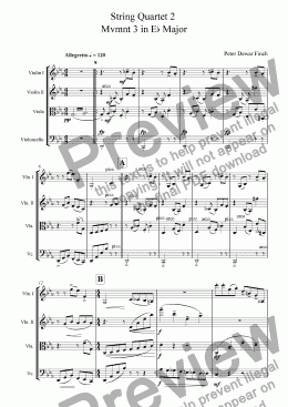 page one of String Quartet Number Two �9/11�, Movement Three, in E flat Major