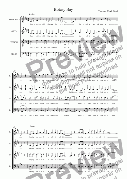 page one of Botany Bay(SATB)