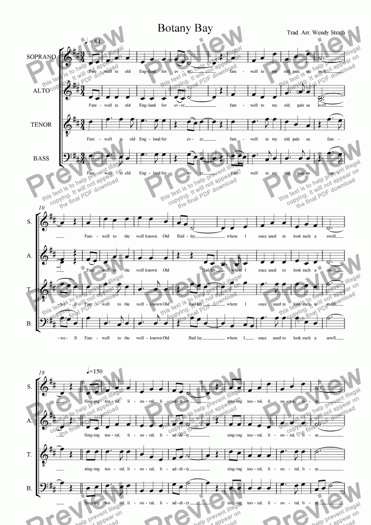 page one of Botany Bay(SATB)