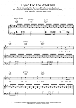 page one of Hymn For The Weekend (Piano, Vocal & Guitar Chords)