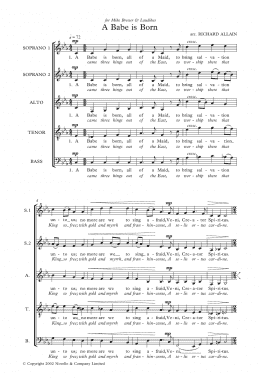 page one of A Babe Is Born (Piano, Vocal & Guitar Chords)