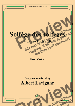 page one of Lavignac-Solfège des solfèges,Volume 10,No.10,for Voice 