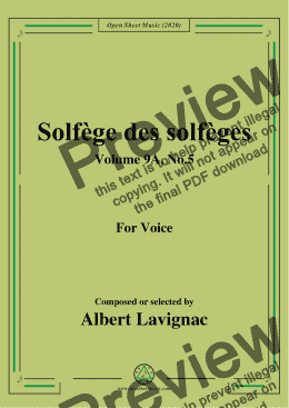 page one of Lavignac-Solfège des solfèges,Volume 9A,No.5,for Voice 