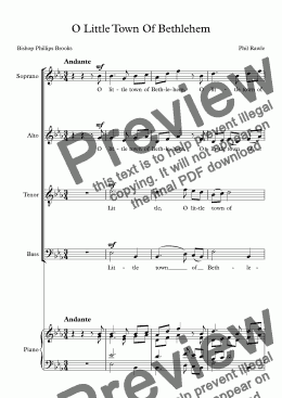 page one of O Little Town - Unaccompanied choir