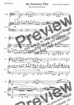 page one of "An Autumn Day" (for Violin & Piano)