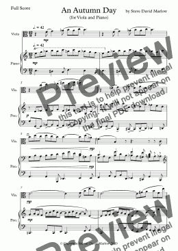 page one of "An Autumn Day" (for Viola and piano)