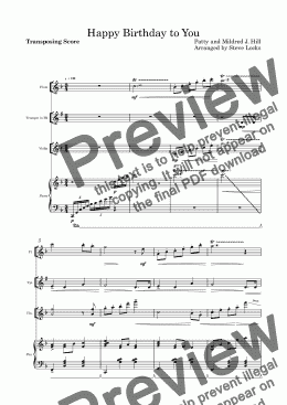 page one of Happy Birthday to You - Score and parts