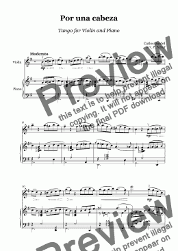 page one of Gardel - Por Una Cabeza - violin and piano