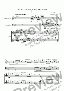 page one of Trio for Clarinet, Cello and Piano 
