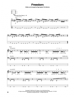 page one of Freedom (Bass Guitar Tab)