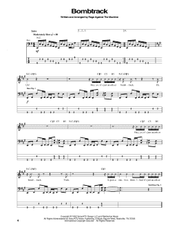 page one of Bombtrack (Bass Guitar Tab)