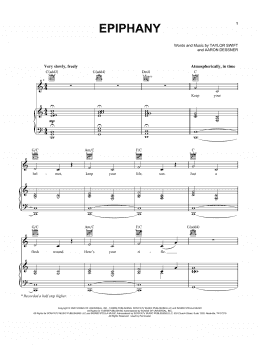 page one of epiphany (Piano, Vocal & Guitar Chords (Right-Hand Melody))