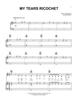page one of my tears ricochet (Piano, Vocal & Guitar Chords (Right-Hand Melody))