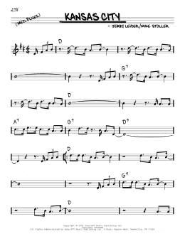 page one of Kansas City (Real Book – Melody & Chords)