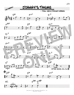 page one of Johnny's Theme (Real Book – Melody & Chords)