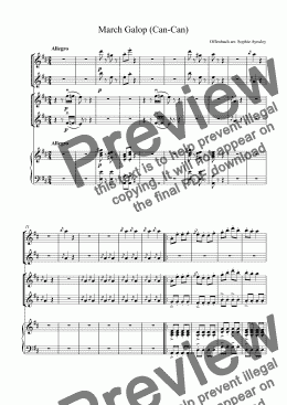 page one of March Galop (Can-Can) arranged for Flute, Oboe, 2 Violins and Piano