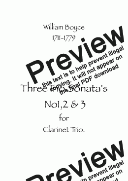 page one of Three Trio Sonatas No1, 2 & 3