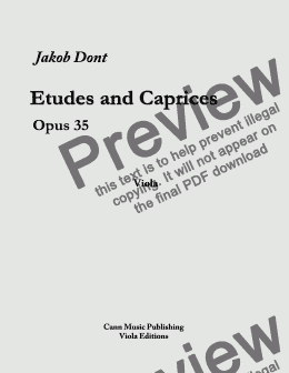 page one of Jakob Dont: "Etudes and Caprices", op 35 - Transcribed for Viola