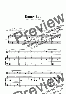 page one of Danny Boy for Solo Viola and Piano