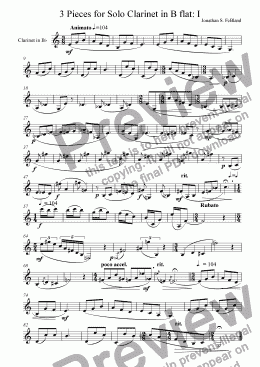 page one of 3 Pieces for Clarinet (No.1)