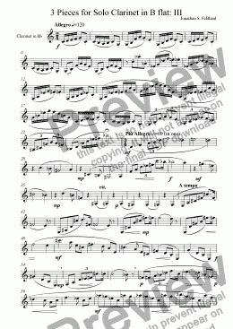 page one of 3 Pieces for Clarinet (No.3)