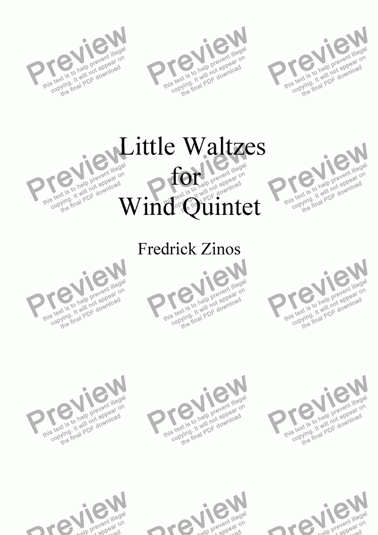 page one of Little Waltzes for Wind Quintet