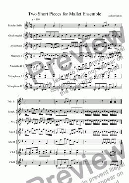 page one of Two Short Pieces for Mallet Ensemble