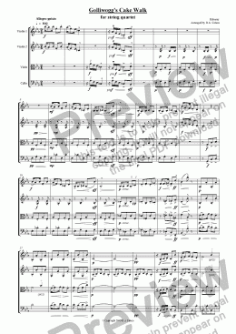 page one of Debussy - GOLLIWOG’S CAKE WALK - for string quartet