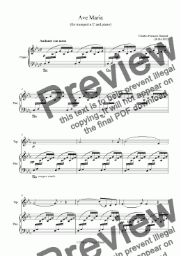 page one of Ave Maria (for trumpet in C and piano)
