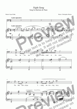 page one of Night Song Song for Baritone & Piano